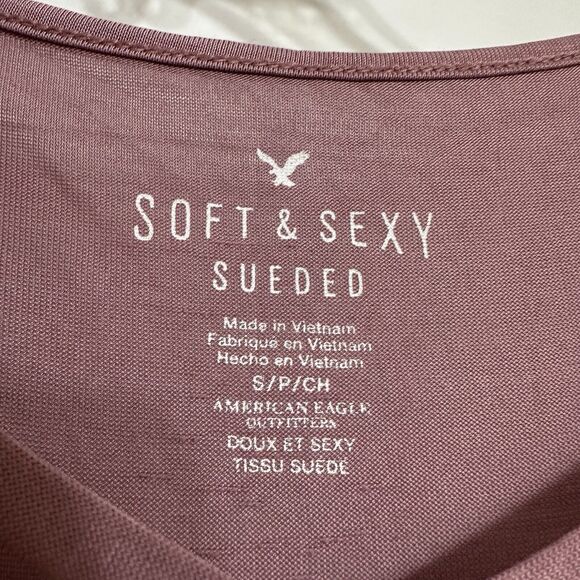 AMERICAN EAGLE Criss-Cross Soft & Sexy Sueded Tank, Blush Pink, MODAL, Sm - Picture 5 of 9